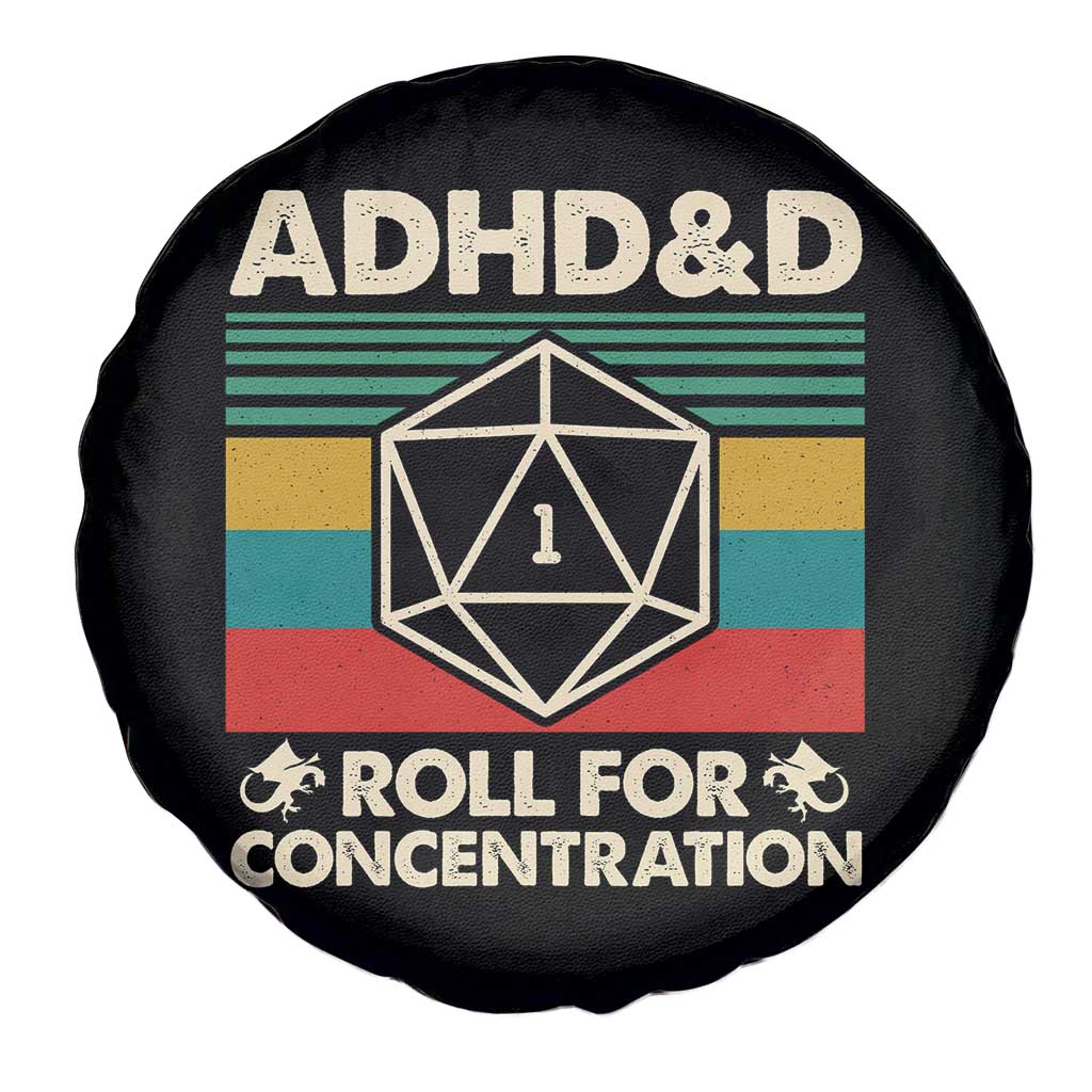 ADHD&D Roll for Concentration Spare Tire Cover Retro 90s ADHD Roll For Concentration Funny Gamer - Wonder Print Shop