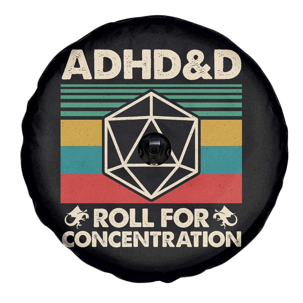 ADHD&D Roll for Concentration Spare Tire Cover Retro 90s ADHD Roll For Concentration Funny Gamer - Wonder Print Shop