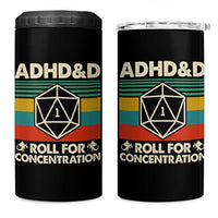 ADHD&D Roll for Concentration 4 in 1 Can Cooler Tumbler Retro 90s ADHD Roll For Concentration Funny Gamer - Wonder Print Shop