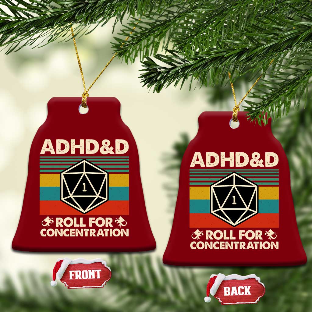 ADHD&D Roll for Concentration Ceramic Ornament Retro 90s ADHD Roll For Concentration Funny Gamer - Wonder Print Shop