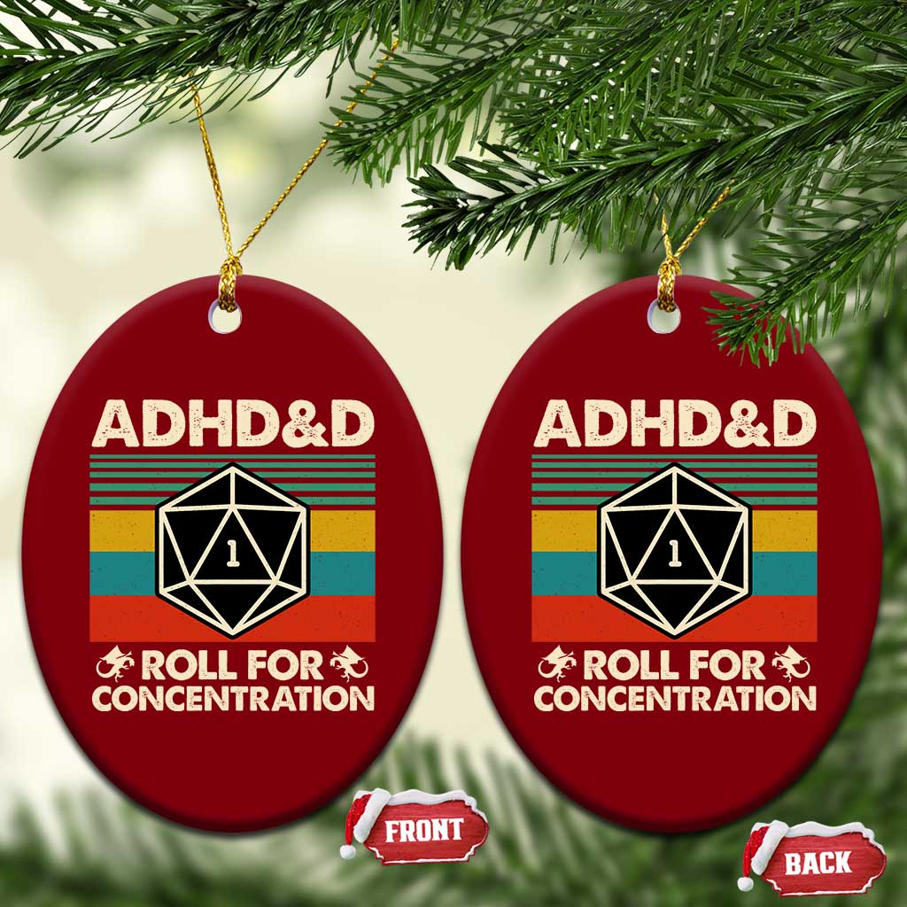 ADHD&D Roll for Concentration Ceramic Ornament Retro 90s ADHD Roll For Concentration Funny Gamer - Wonder Print Shop
