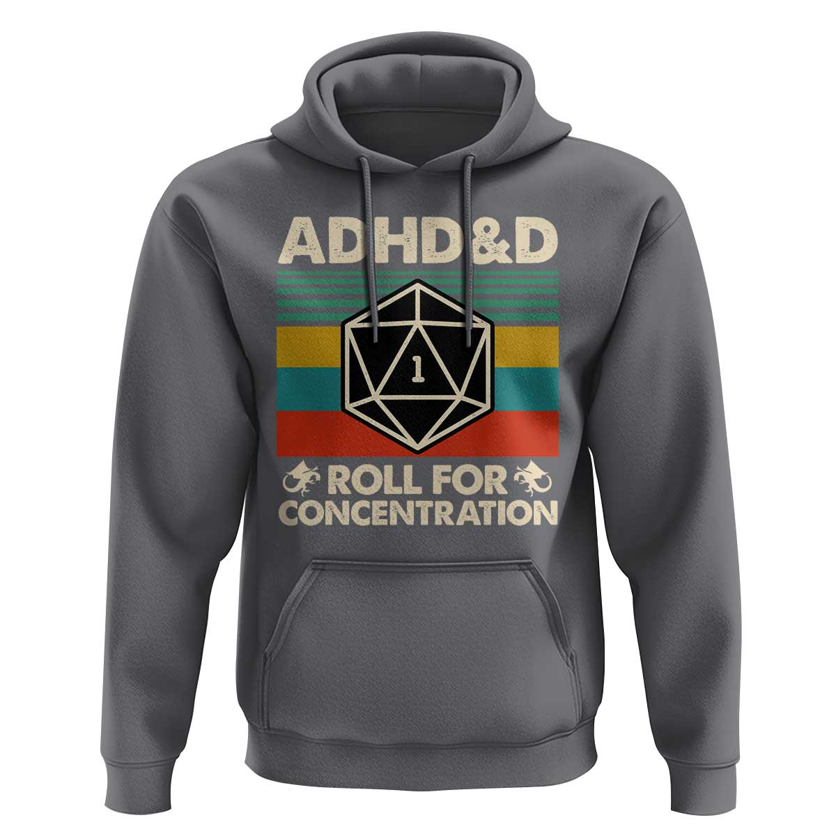 ADHD&D Roll for Concentration Hoodie Retro 90s ADHD Roll For Concentration Funny Gamer - Wonder Print Shop