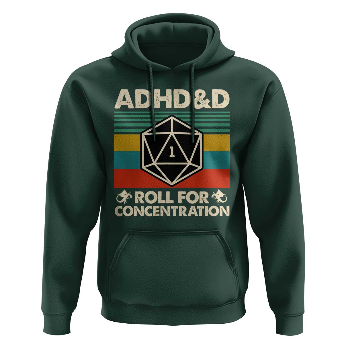 ADHD&D Roll for Concentration Hoodie Retro 90s ADHD Roll For Concentration Funny Gamer - Wonder Print Shop