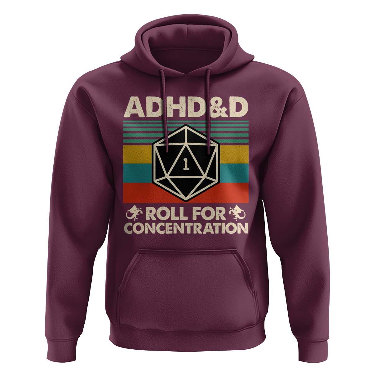 ADHD&D Roll for Concentration Hoodie Retro 90s ADHD Roll For Concentration Funny Gamer - Wonder Print Shop