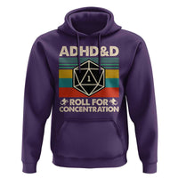 ADHD&D Roll for Concentration Hoodie Retro 90s ADHD Roll For Concentration Funny Gamer - Wonder Print Shop