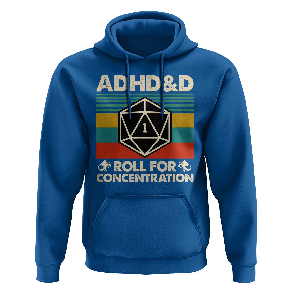 ADHD&D Roll for Concentration Hoodie Retro 90s ADHD Roll For Concentration Funny Gamer - Wonder Print Shop