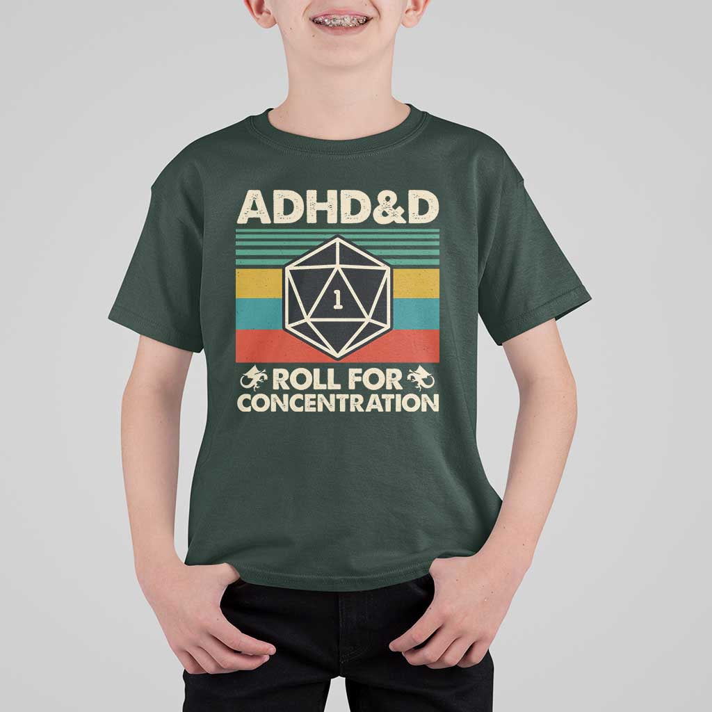 ADHD&D Roll for Concentration T Shirt For Kid Retro 90s ADHD Roll For Concentration Funny Gamer - Wonder Print Shop
