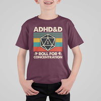 ADHD&D Roll for Concentration T Shirt For Kid Retro 90s ADHD Roll For Concentration Funny Gamer - Wonder Print Shop