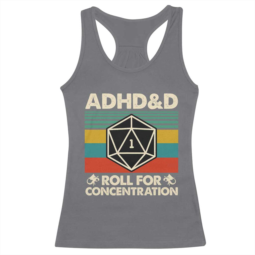 ADHD&D Roll for Concentration Racerback Tank Top Retro 90s ADHD Roll For Concentration Funny Gamer - Wonder Print Shop