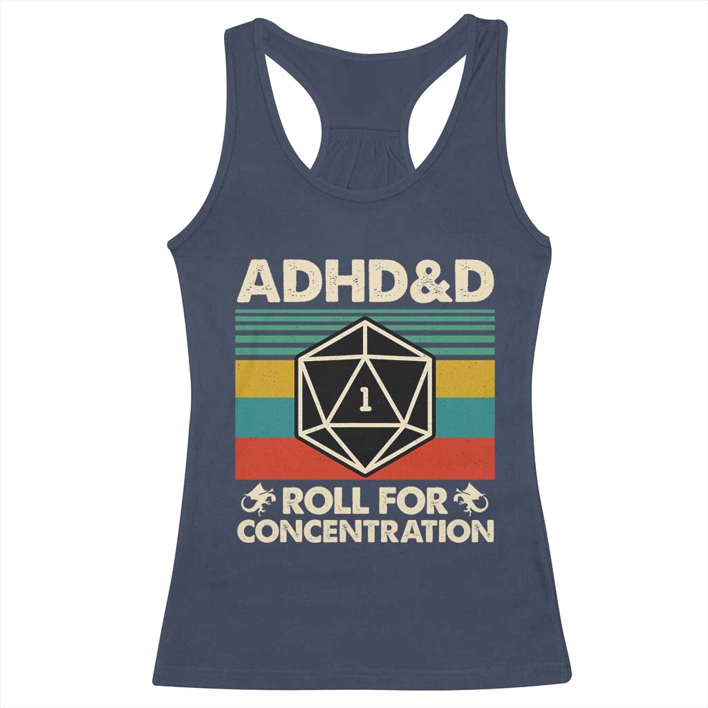 ADHD&D Roll for Concentration Racerback Tank Top Retro 90s ADHD Roll For Concentration Funny Gamer - Wonder Print Shop