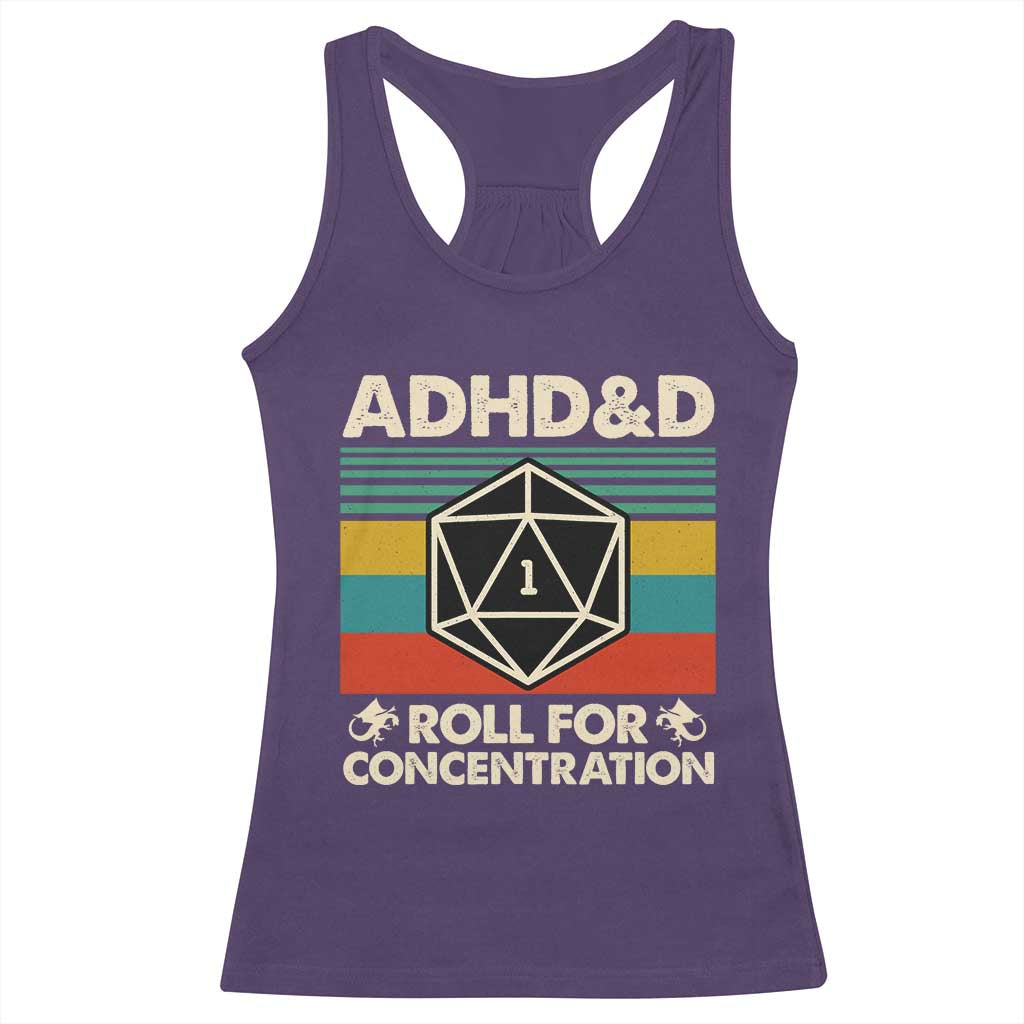 ADHD&D Roll for Concentration Racerback Tank Top Retro 90s ADHD Roll For Concentration Funny Gamer - Wonder Print Shop