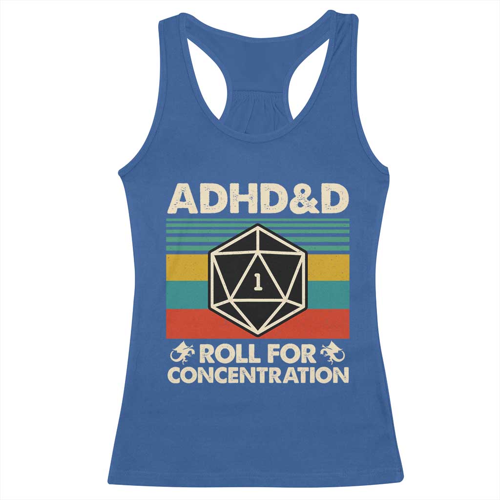 ADHD&D Roll for Concentration Racerback Tank Top Retro 90s ADHD Roll For Concentration Funny Gamer - Wonder Print Shop