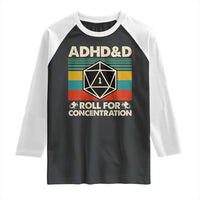 ADHD&D Roll for Concentration Raglan Shirt Retro 90s ADHD Roll For Concentration Funny Gamer - Wonder Print Shop