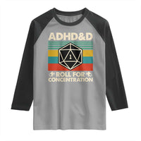 ADHD&D Roll for Concentration Raglan Shirt Retro 90s ADHD Roll For Concentration Funny Gamer - Wonder Print Shop