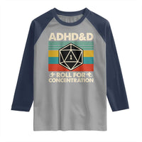 ADHD&D Roll for Concentration Raglan Shirt Retro 90s ADHD Roll For Concentration Funny Gamer - Wonder Print Shop