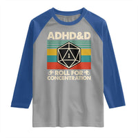 ADHD&D Roll for Concentration Raglan Shirt Retro 90s ADHD Roll For Concentration Funny Gamer - Wonder Print Shop