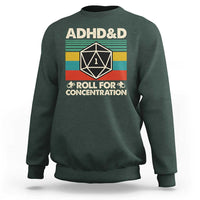 ADHD&D Roll for Concentration Sweatshirt Retro 90s ADHD Roll For Concentration Funny Gamer - Wonder Print Shop