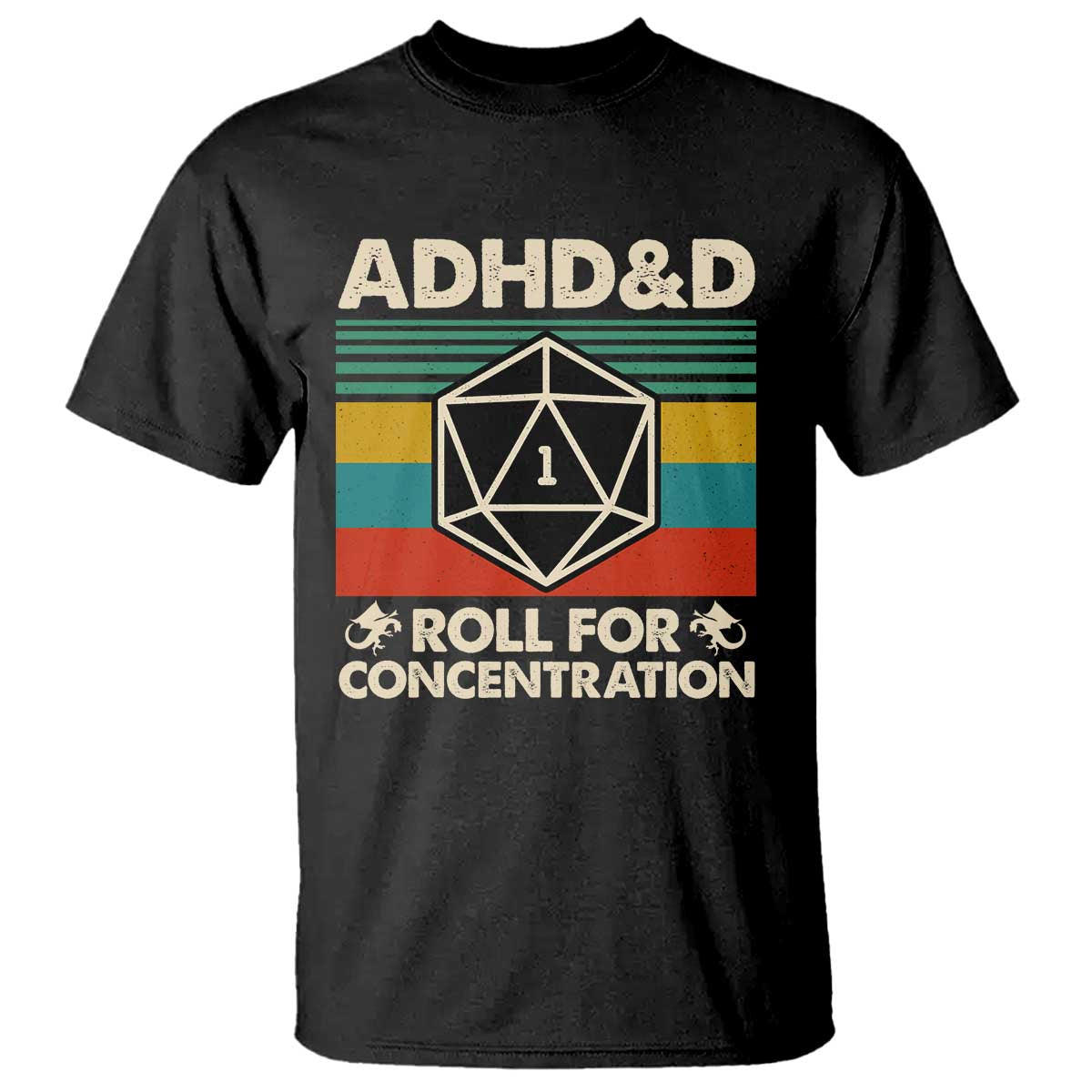 ADHD&D Roll for Concentration T Shirt Retro 90s ADHD Roll For Concentration Funny Gamer - Wonder Print Shop