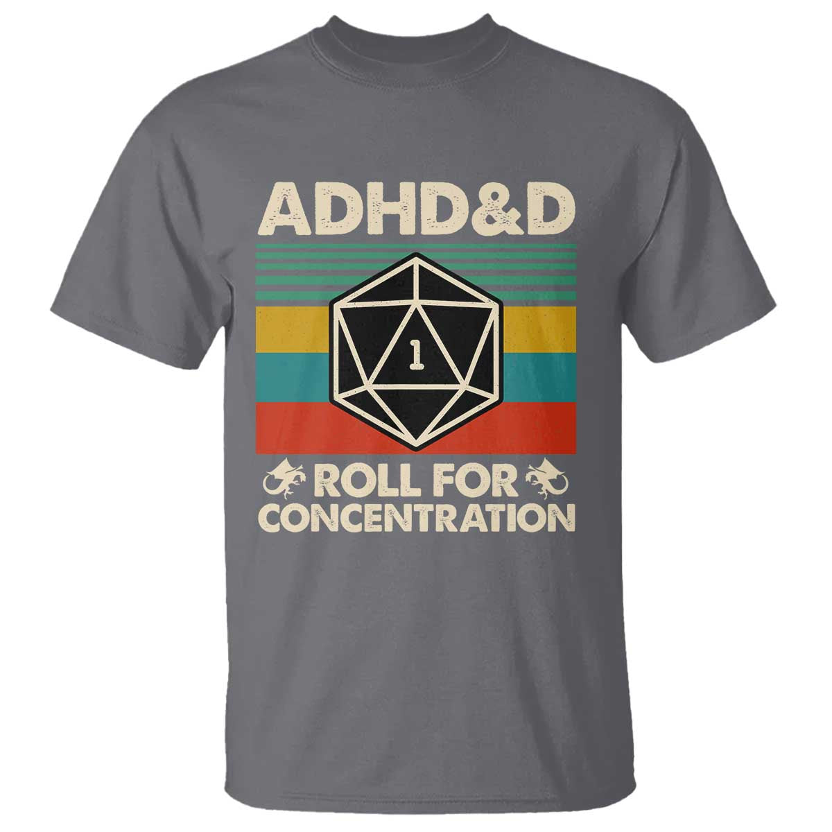 ADHD&D Roll for Concentration T Shirt Retro 90s ADHD Roll For Concentration Funny Gamer - Wonder Print Shop