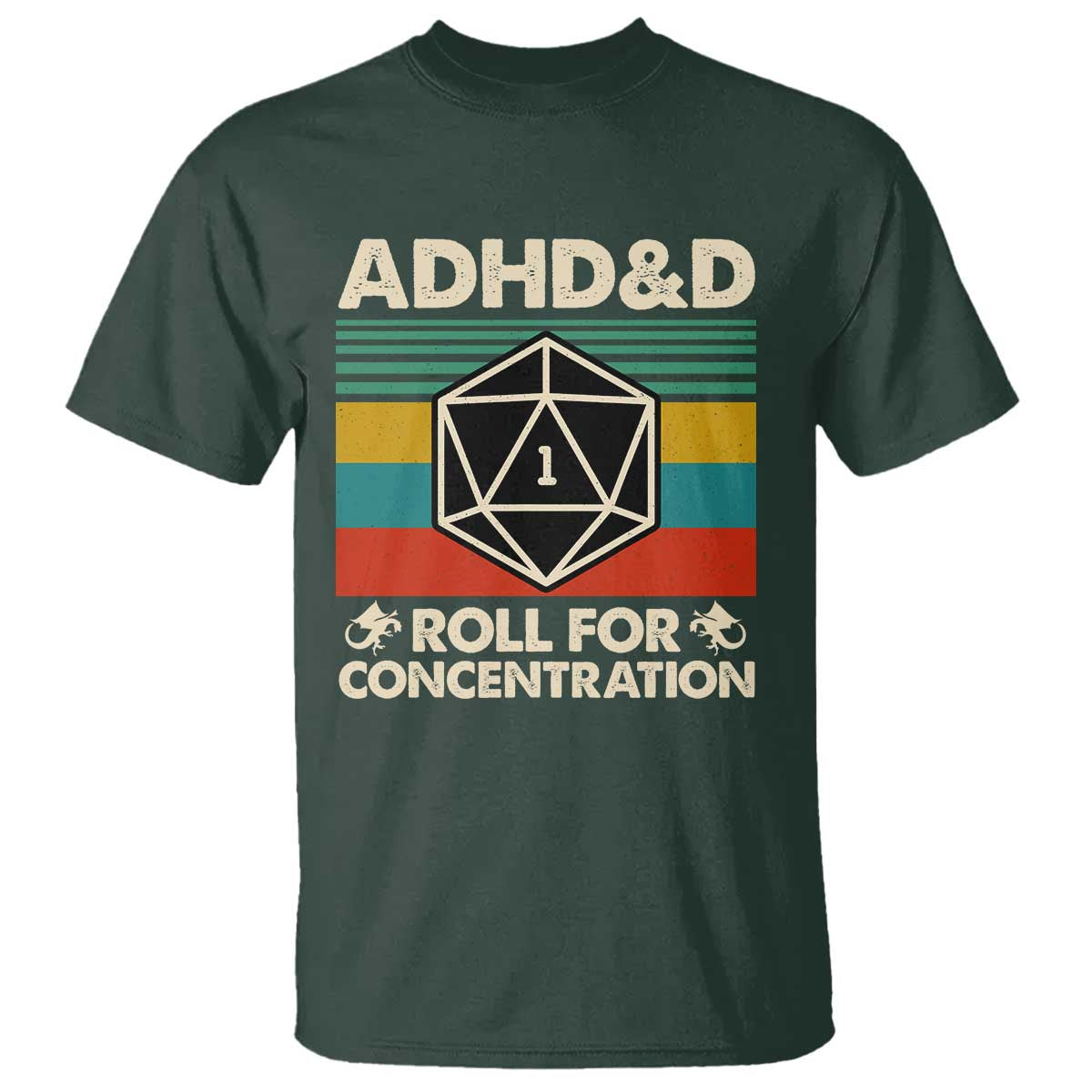 ADHD&D Roll for Concentration T Shirt Retro 90s ADHD Roll For Concentration Funny Gamer - Wonder Print Shop