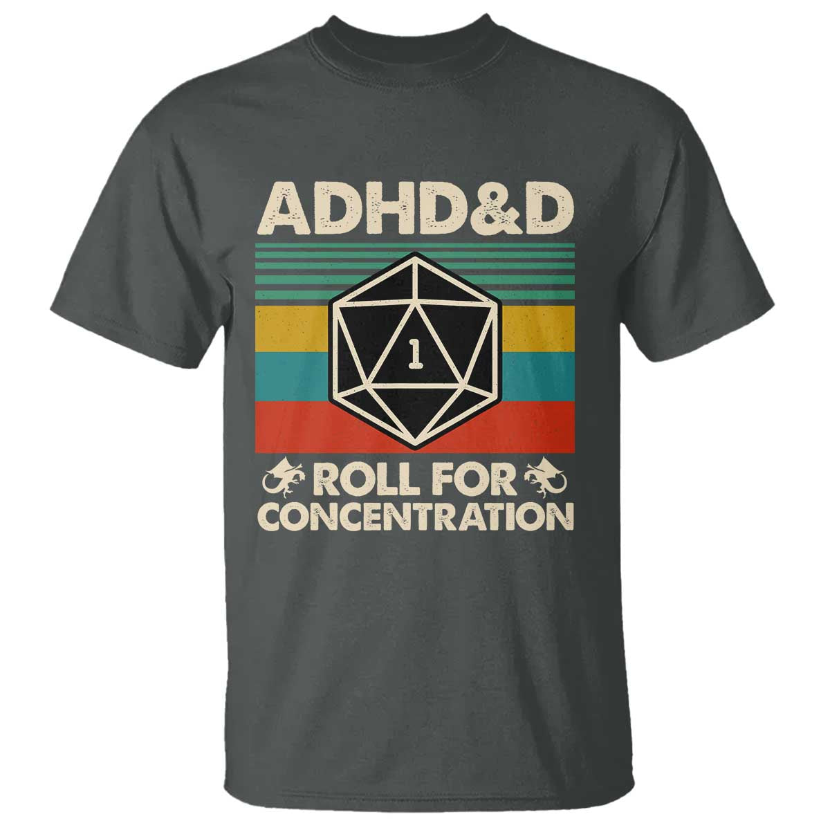 ADHD&D Roll for Concentration T Shirt Retro 90s ADHD Roll For Concentration Funny Gamer - Wonder Print Shop