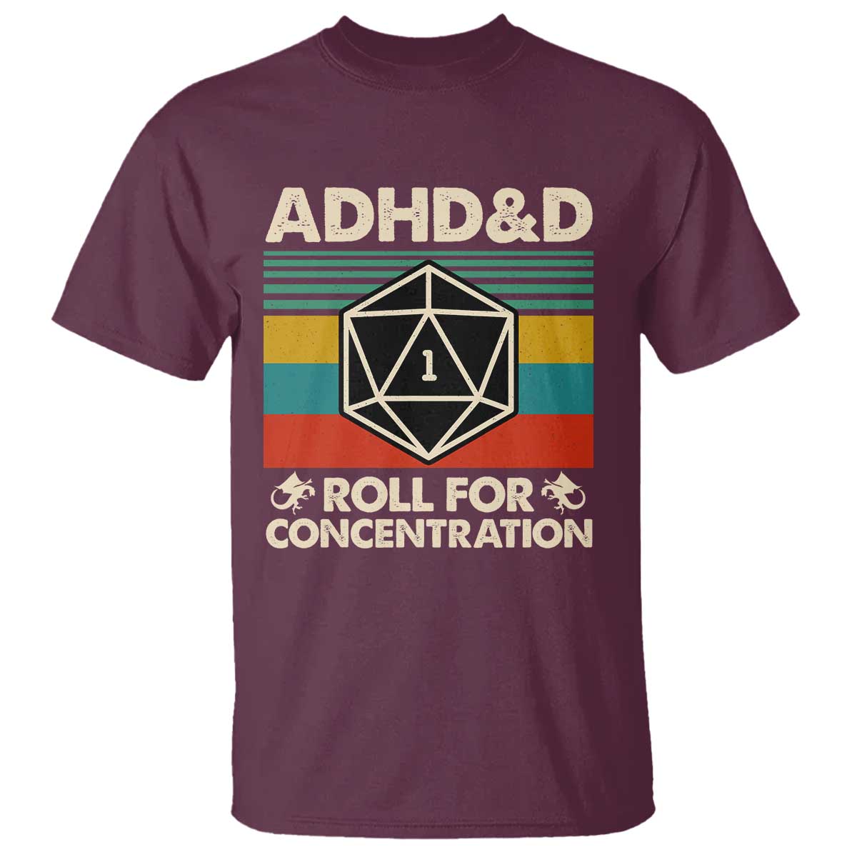 ADHD&D Roll for Concentration T Shirt Retro 90s ADHD Roll For Concentration Funny Gamer - Wonder Print Shop