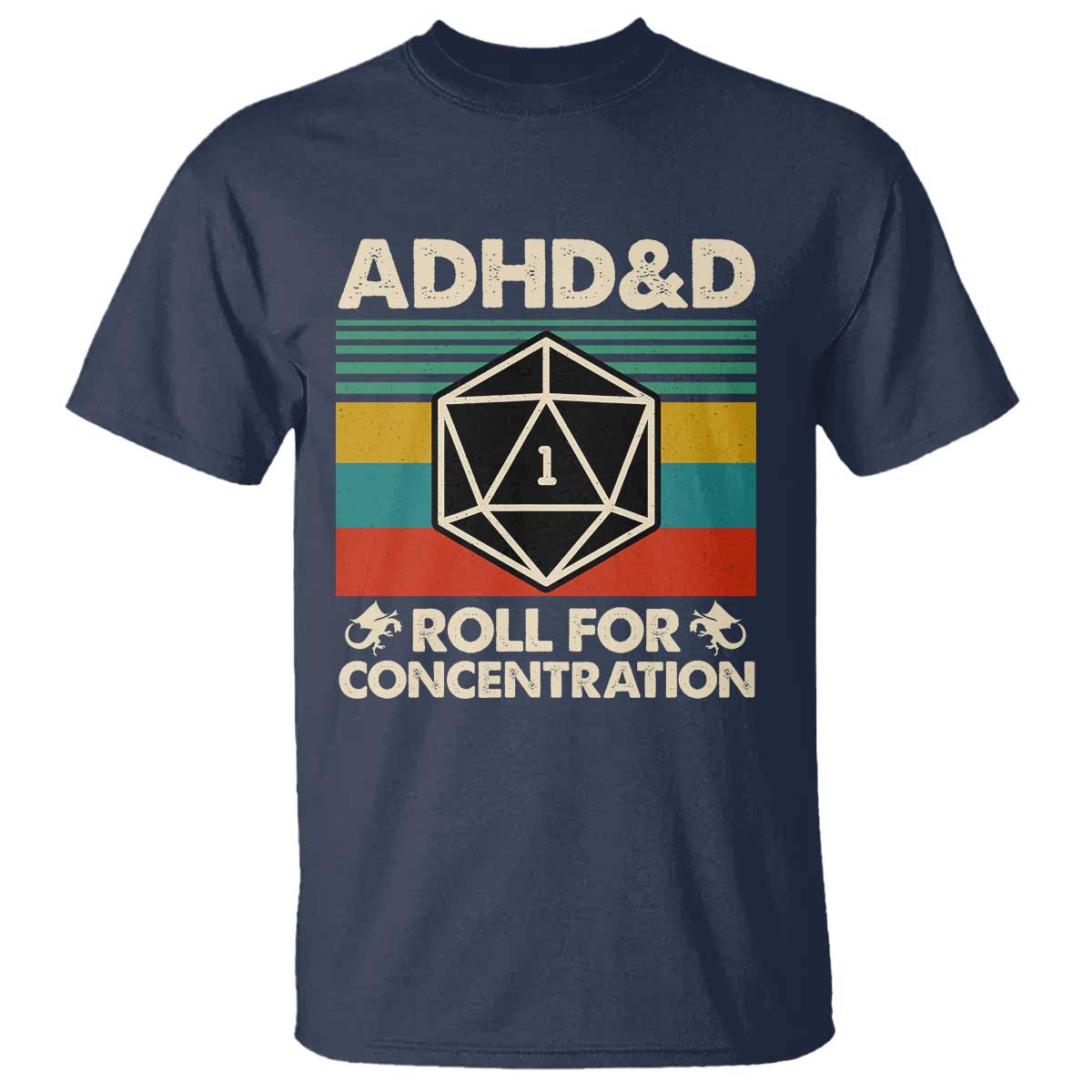 ADHD&D Roll for Concentration T Shirt Retro 90s ADHD Roll For Concentration Funny Gamer - Wonder Print Shop