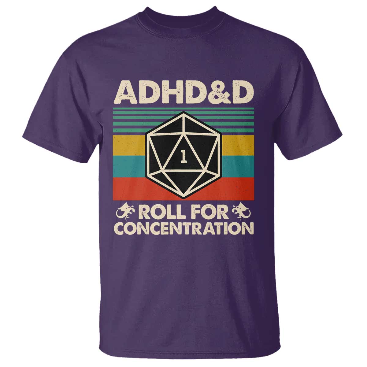 ADHD&D Roll for Concentration T Shirt Retro 90s ADHD Roll For Concentration Funny Gamer - Wonder Print Shop