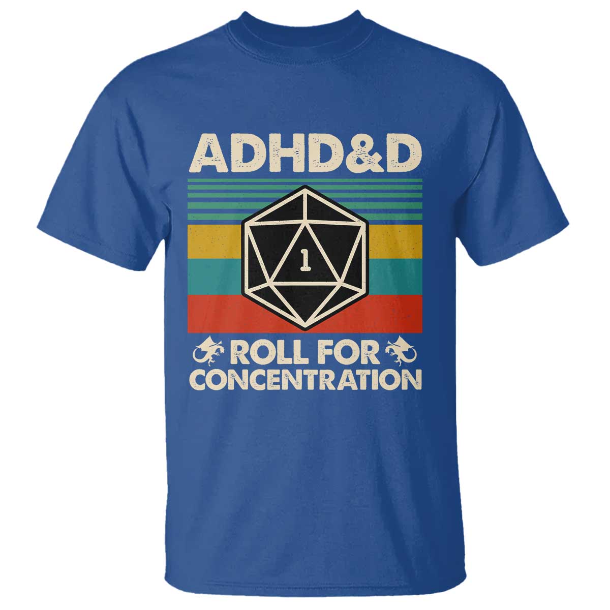 ADHD&D Roll for Concentration T Shirt Retro 90s ADHD Roll For Concentration Funny Gamer - Wonder Print Shop