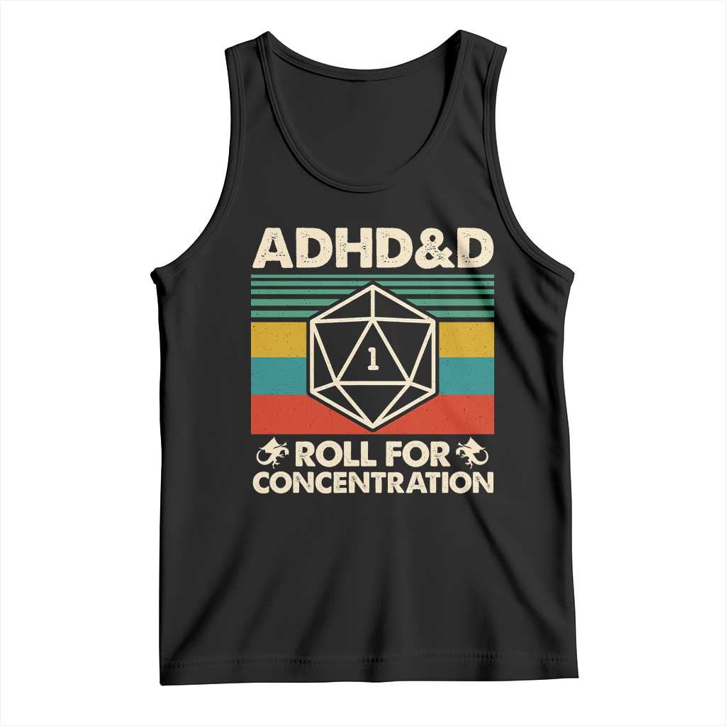 ADHD&D Roll for Concentration Tank Top Retro 90s ADHD Roll For Concentration Funny Gamer - Wonder Print Shop