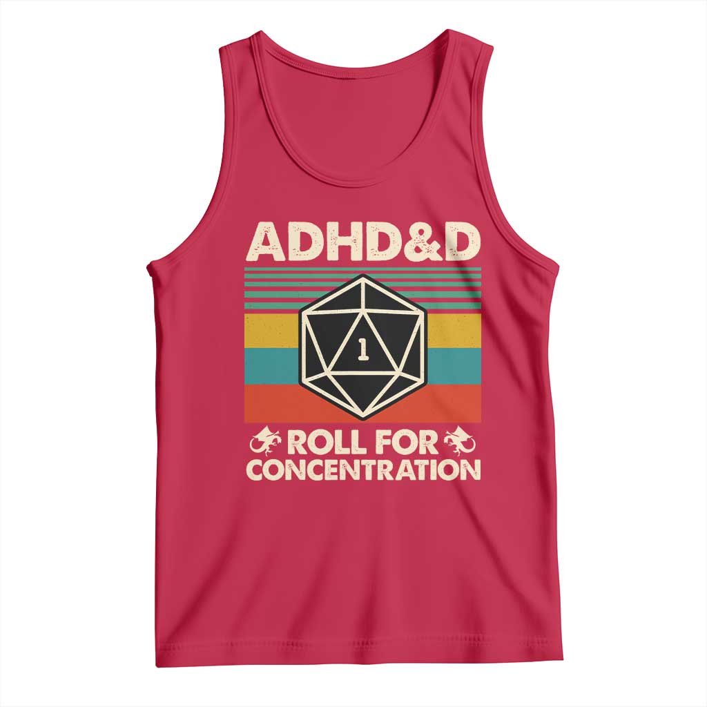 ADHD&D Roll for Concentration Tank Top Retro 90s ADHD Roll For Concentration Funny Gamer - Wonder Print Shop