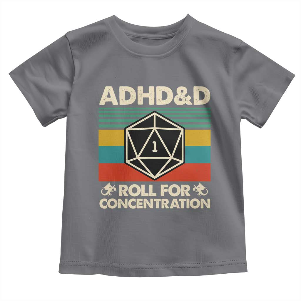 ADHD&D Roll for Concentration Toddler T Shirt Retro 90s ADHD Roll For Concentration Funny Gamer - Wonder Print Shop