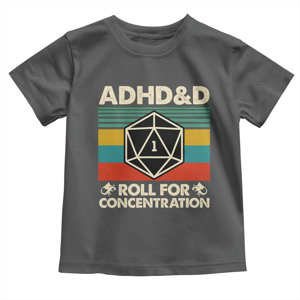 ADHD&D Roll for Concentration Toddler T Shirt Retro 90s ADHD Roll For Concentration Funny Gamer - Wonder Print Shop
