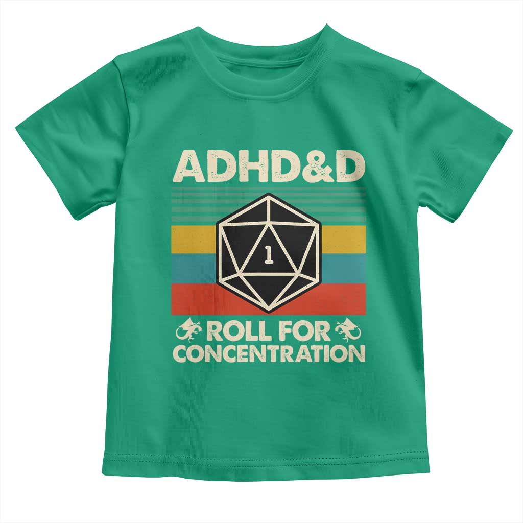 ADHD&D Roll for Concentration Toddler T Shirt Retro 90s ADHD Roll For Concentration Funny Gamer - Wonder Print Shop