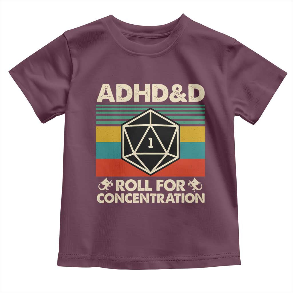 ADHD&D Roll for Concentration Toddler T Shirt Retro 90s ADHD Roll For Concentration Funny Gamer - Wonder Print Shop