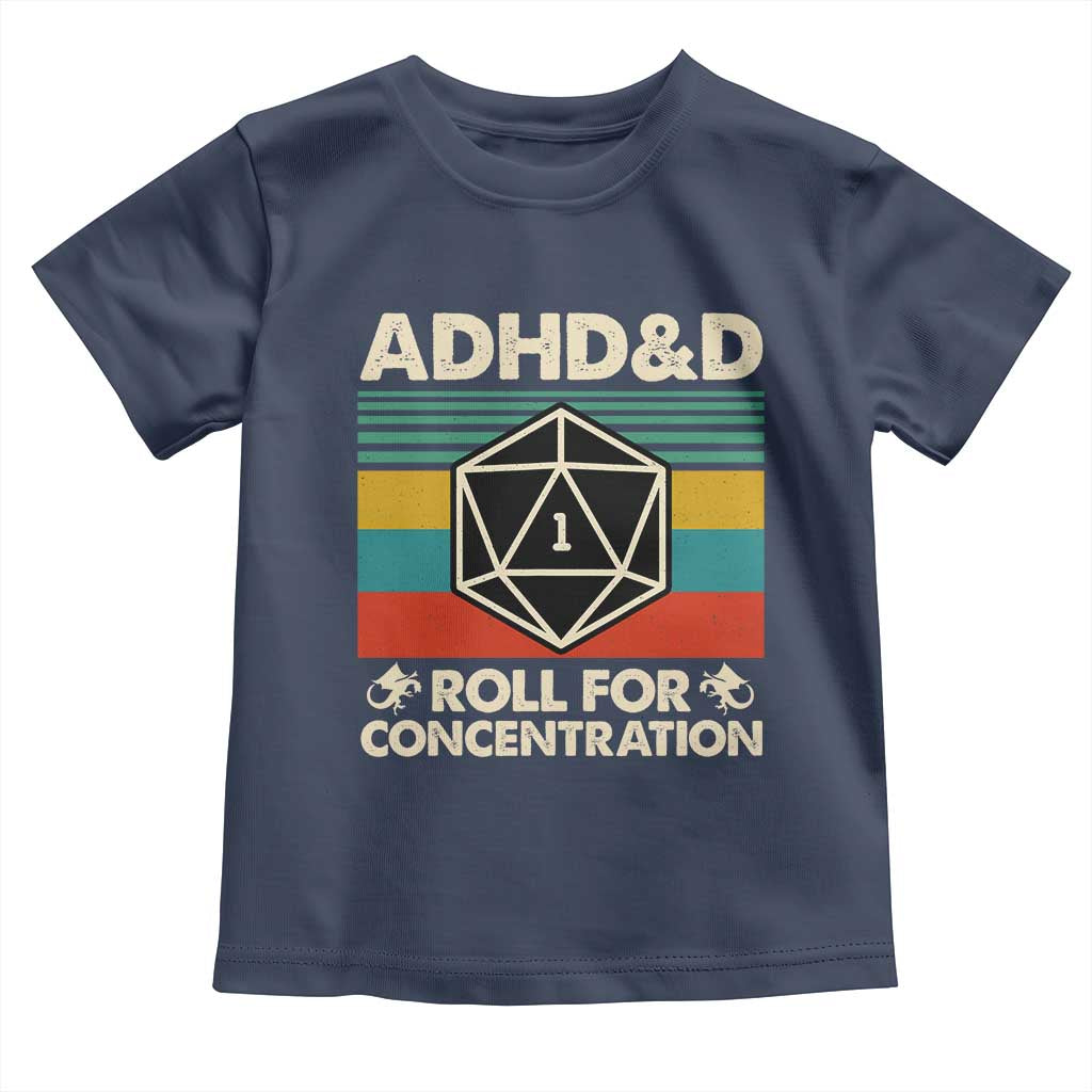 ADHD&D Roll for Concentration Toddler T Shirt Retro 90s ADHD Roll For Concentration Funny Gamer - Wonder Print Shop