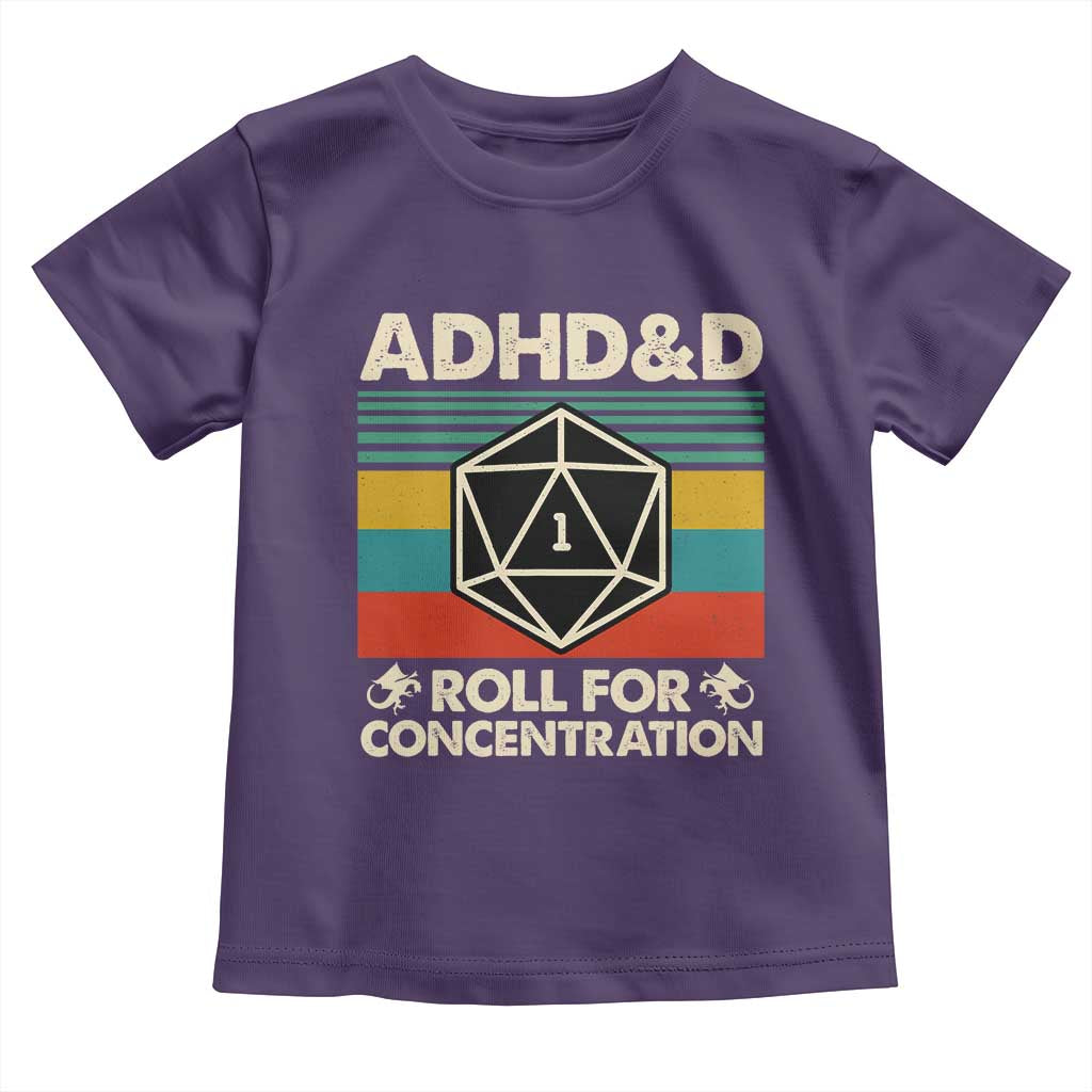 ADHD&D Roll for Concentration Toddler T Shirt Retro 90s ADHD Roll For Concentration Funny Gamer - Wonder Print Shop