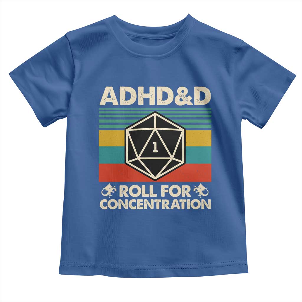 ADHD&D Roll for Concentration Toddler T Shirt Retro 90s ADHD Roll For Concentration Funny Gamer - Wonder Print Shop