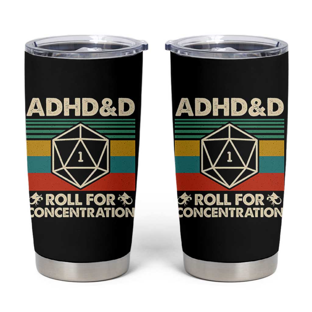 ADHD&D Roll for Concentration Tumbler Cup Retro 90s ADHD Roll For Concentration Funny Gamer - Wonder Print Shop