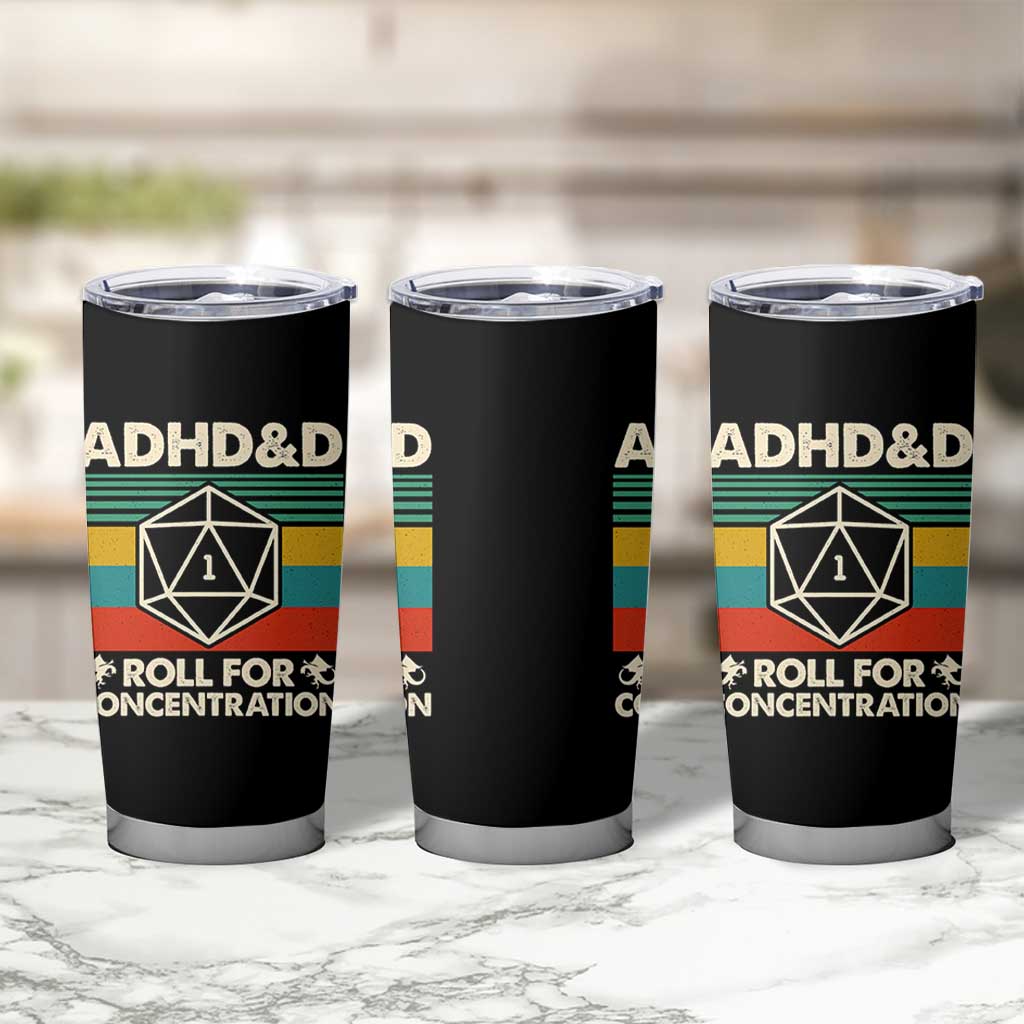 ADHD&D Roll for Concentration Tumbler Cup Retro 90s ADHD Roll For Concentration Funny Gamer - Wonder Print Shop