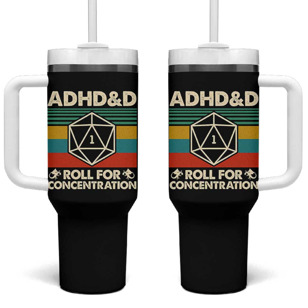 ADHD&D Roll for Concentration Tumbler With Handle Retro 90s ADHD Roll For Concentration Funny Gamer - Wonder Print Shop