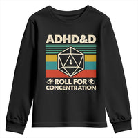 ADHD&D Roll for Concentration Youth Sweatshirt Retro 90s ADHD Roll For Concentration Funny Gamer - Wonder Print Shop