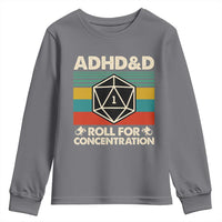 ADHD&D Roll for Concentration Youth Sweatshirt Retro 90s ADHD Roll For Concentration Funny Gamer - Wonder Print Shop
