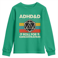 ADHD&D Roll for Concentration Youth Sweatshirt Retro 90s ADHD Roll For Concentration Funny Gamer - Wonder Print Shop