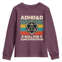 ADHD&D Roll for Concentration Youth Sweatshirt Retro 90s ADHD Roll For Concentration Funny Gamer - Wonder Print Shop
