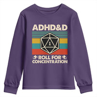 ADHD&D Roll for Concentration Youth Sweatshirt Retro 90s ADHD Roll For Concentration Funny Gamer - Wonder Print Shop