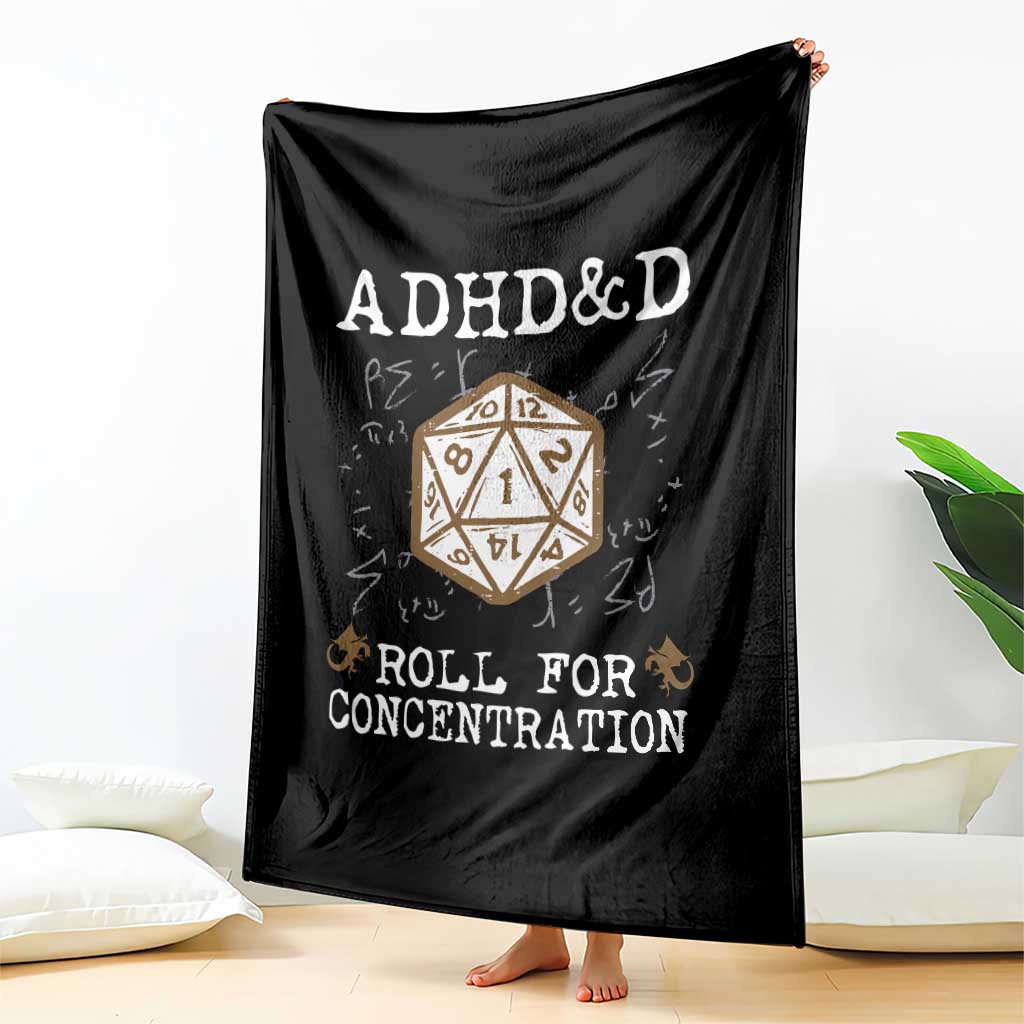 ADHD&D Roll for Concentration Throw Blanket ADHD Roll For Concentration Funny Gamer - Wonder Print Shop