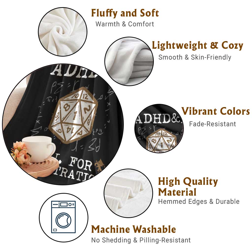 ADHD&D Roll for Concentration Throw Blanket ADHD Roll For Concentration Funny Gamer - Wonder Print Shop