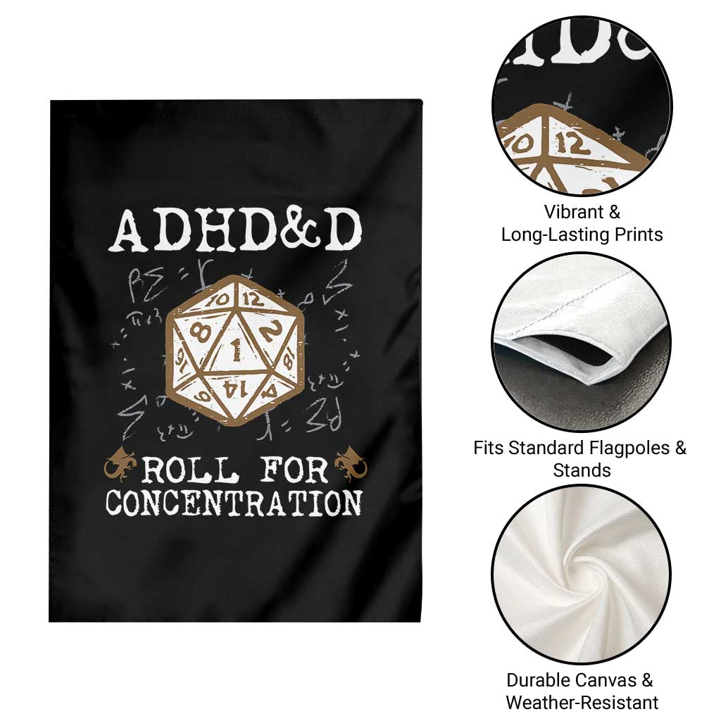 ADHD&D Roll for Concentration Garden Flag ADHD Roll For Concentration Funny Gamer - Wonder Print Shop