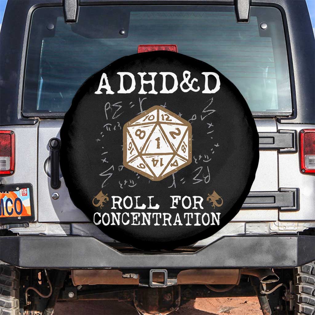 ADHD&D Roll for Concentration Spare Tire Cover ADHD Roll For Concentration Funny Gamer - Wonder Print Shop